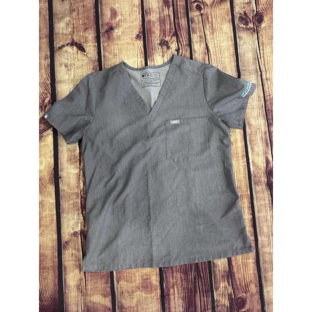 FIGS Women's Gray V-Neck Scrub Top Size S